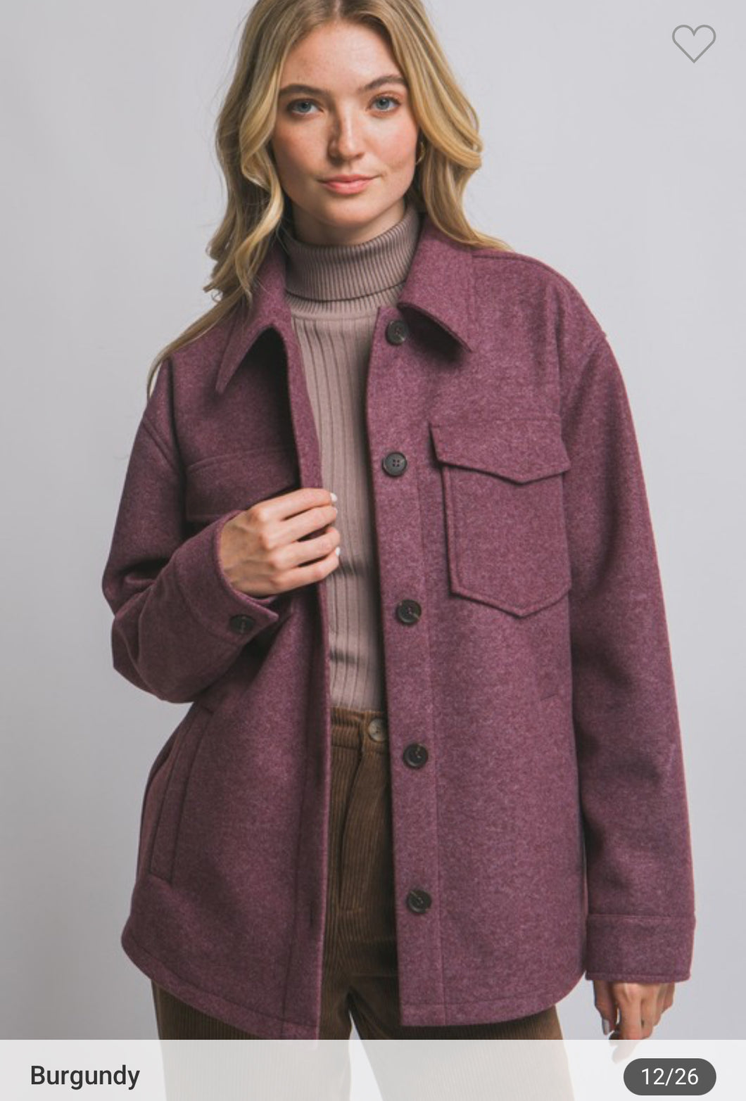 Burgundy Fleece Shacket