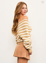 Load image into Gallery viewer, Camel and Oat Cross Strip Sweater
