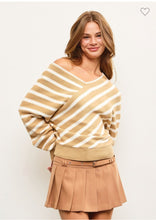 Load image into Gallery viewer, Camel and Oat Cross Strip Sweater
