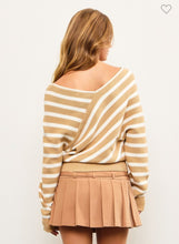 Load image into Gallery viewer, Camel and Oat Cross Strip Sweater
