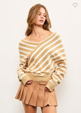 Load image into Gallery viewer, Camel and Oat Cross Strip Sweater
