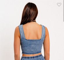 Load image into Gallery viewer, Navy Denim Crop Tank
