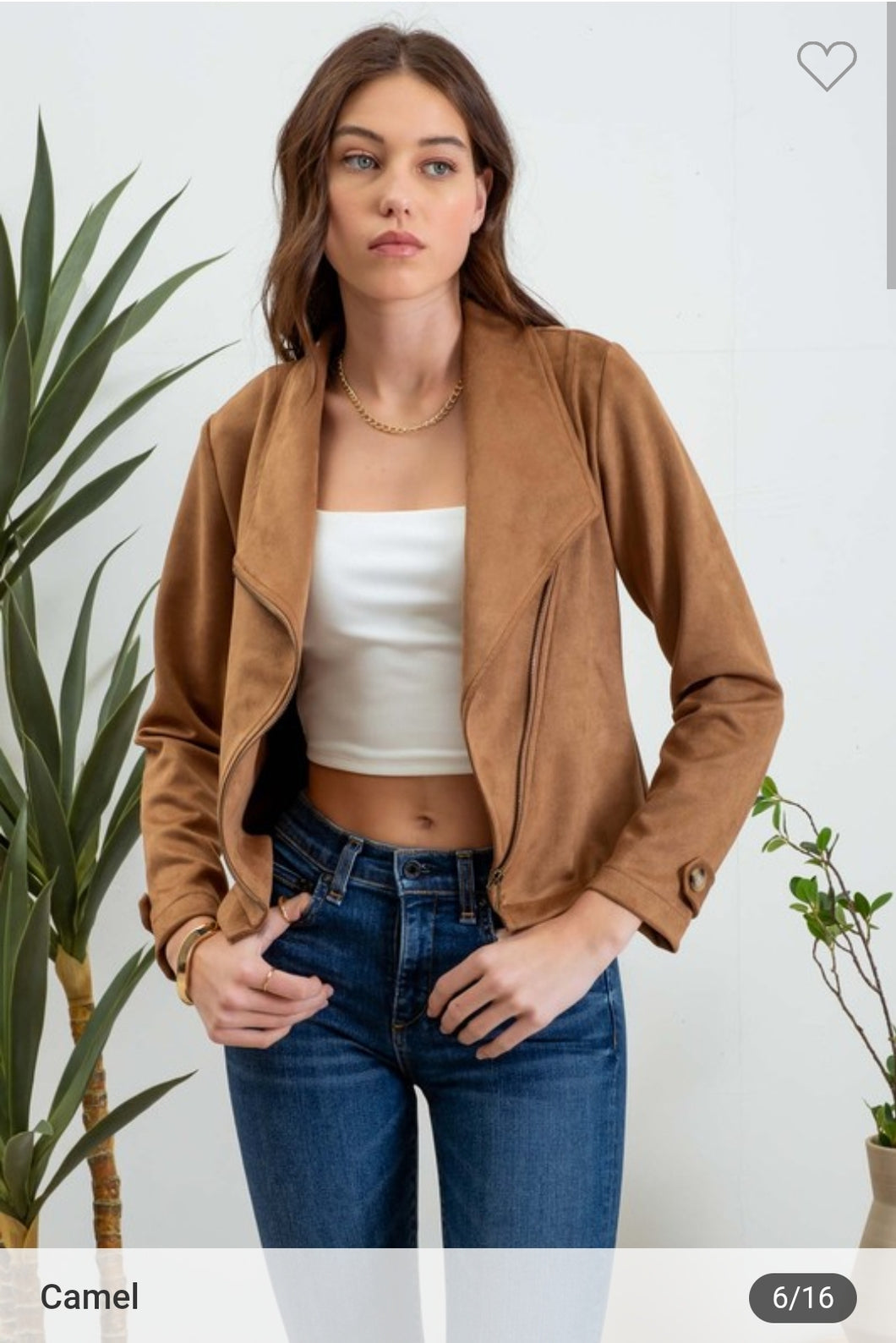 Suede Moto Jacket Camel