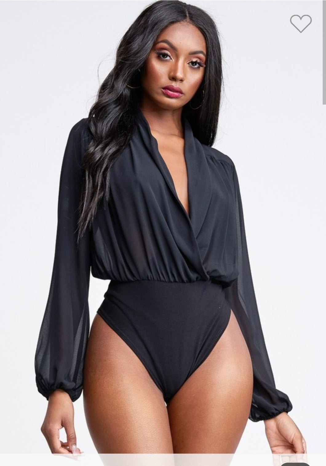 Chiffon Bodysuit Black