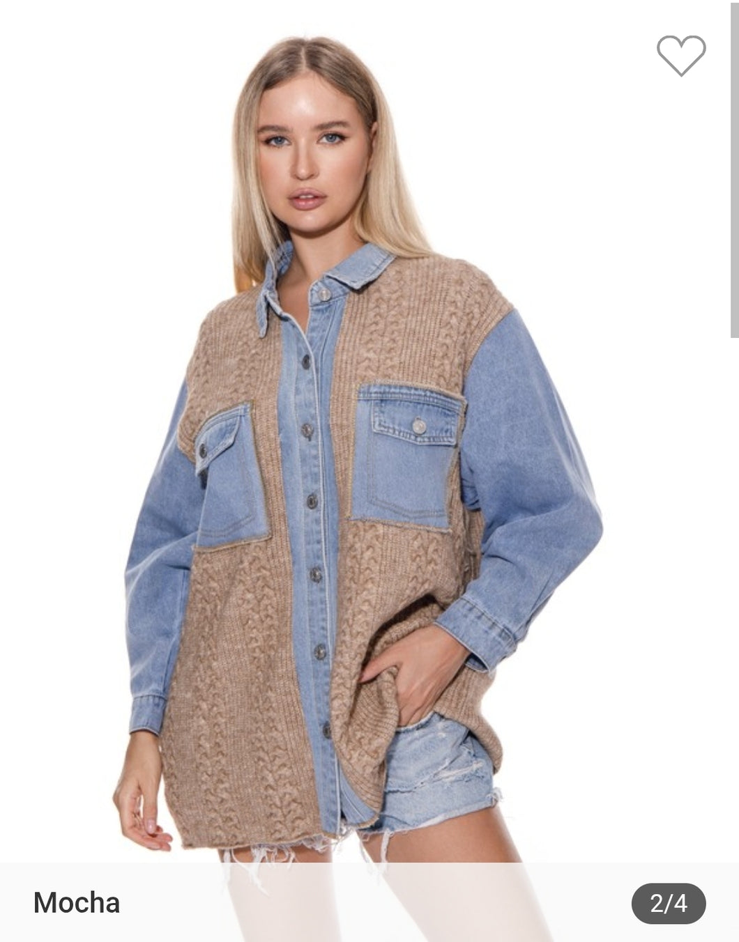 Mocha & Denim Shirt Coat