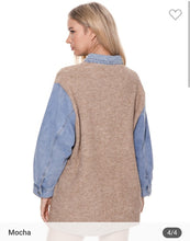 Load image into Gallery viewer, Mocha &amp; Denim Shirt Coat
